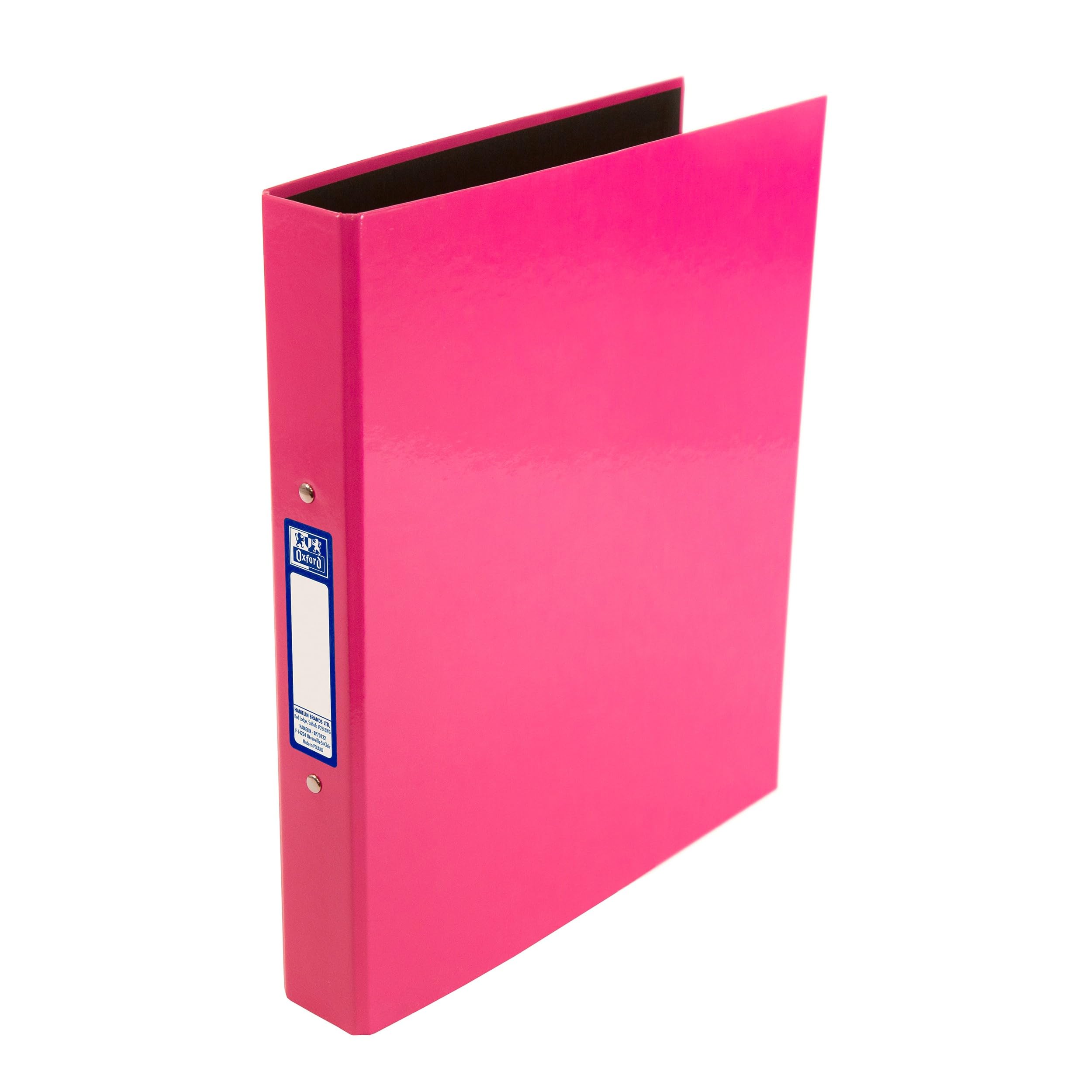Oxford Premium A4 Ring Binder, Pink Single Folder, 25mm Capacity, Laminated Paper on Board 8