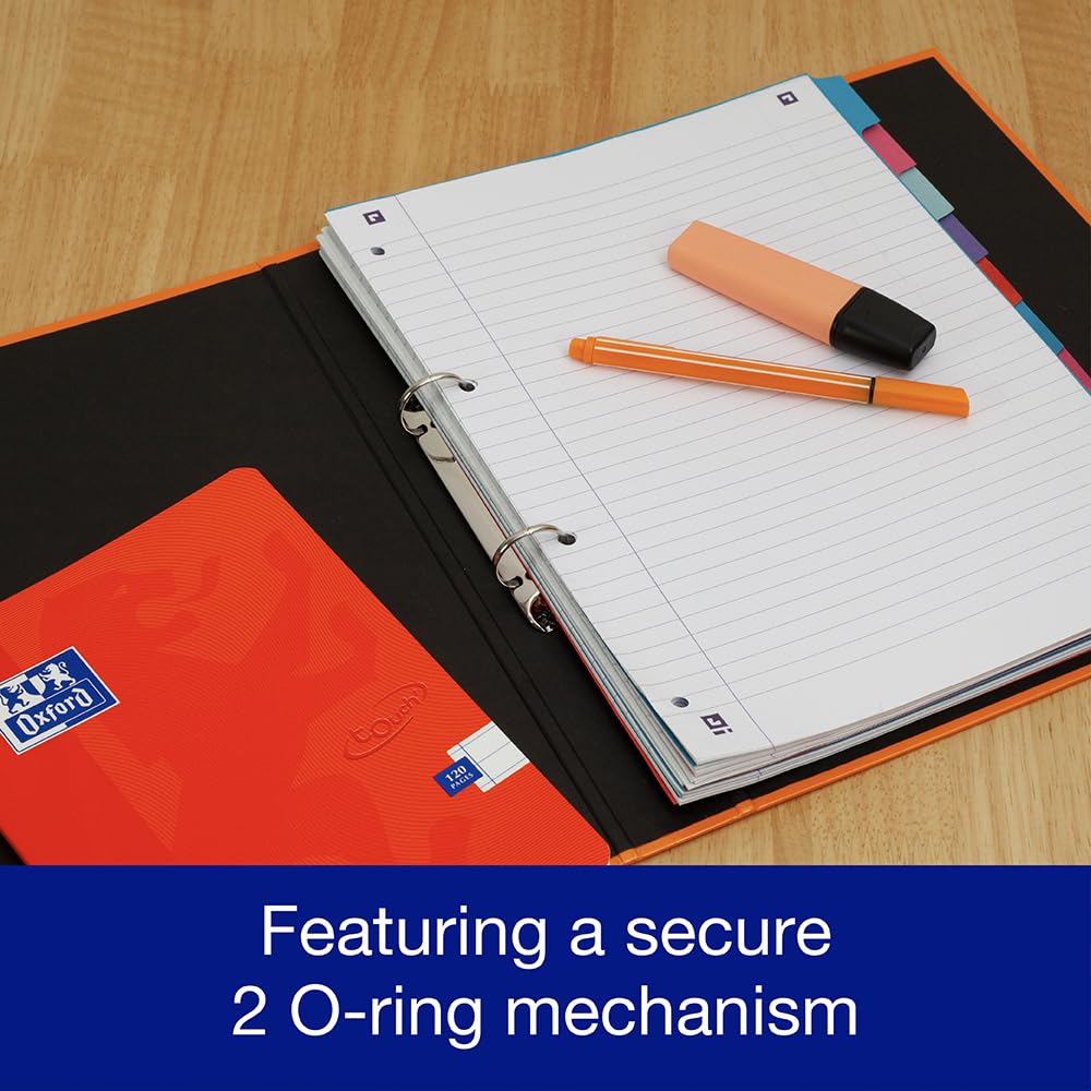 Oxford Premium A4 Ring Binder, Orange Single Folder, 25mm Capacity, Laminat 8