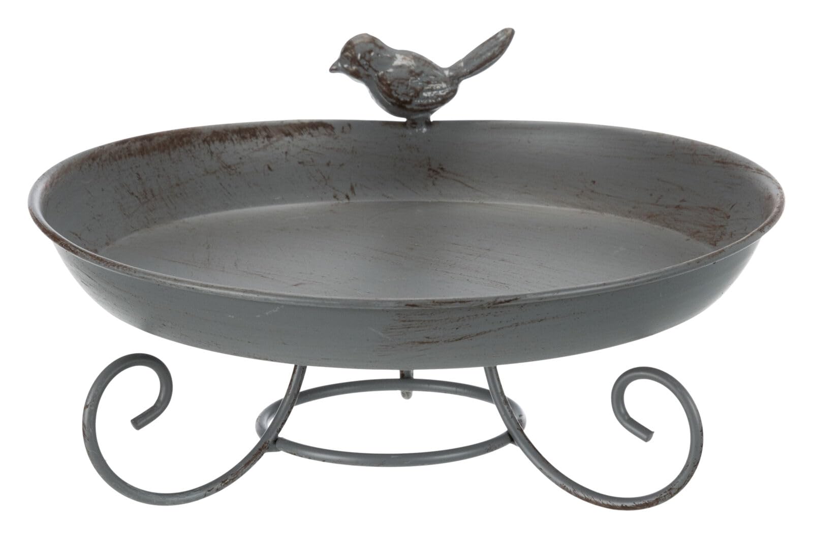 TRIXIE Standing Bird Bath - 800 ml | Powder-Coated Metal | Grey 1