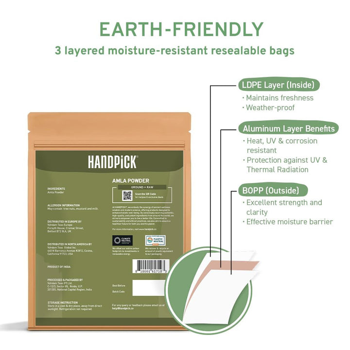 HANDPICK Amla Powder (500g) - Raw Indian Gooseberry Powder from Maharashtra | Non-GMO, Resealable Pouch