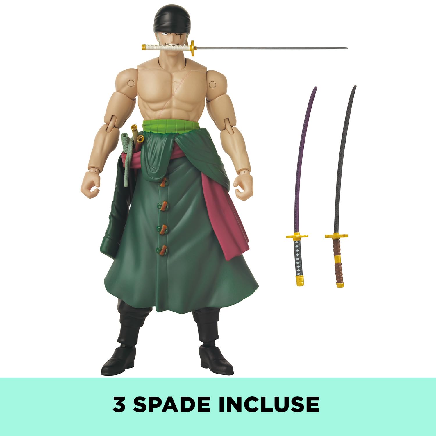 BANDAI Anime Heroes One Piece Roronoa Zoro 3 Swords Style Action Figure | 17cm Articulated Figure 6