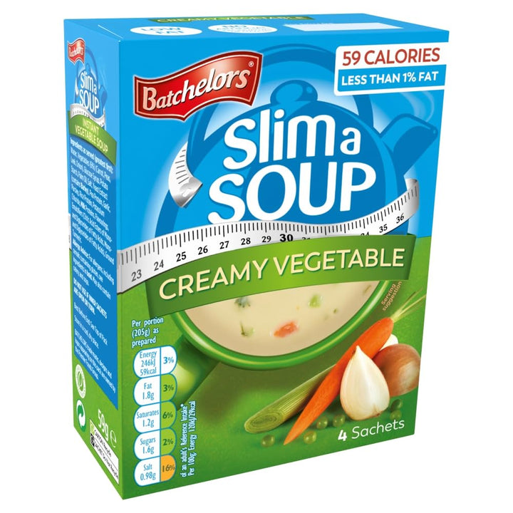 Batchelors Slim a Soup Cream of Vegetable Instant Soup Sachets, Low Fat, 4 Sachets