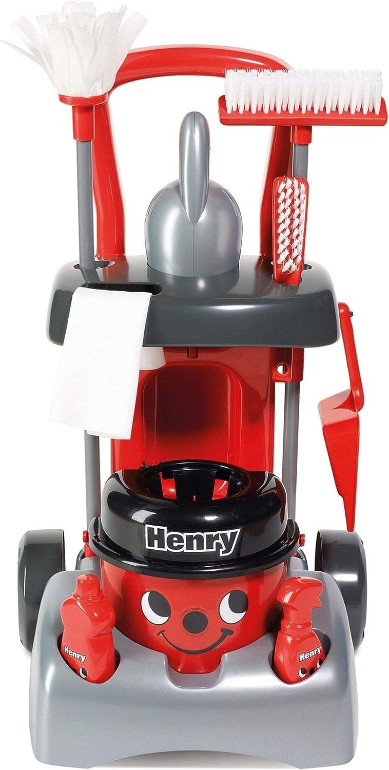 Casdon Henry Deluxe Cleaning Trolley Toy Playset with Working Hand Vacuum | Ages 3+ 1