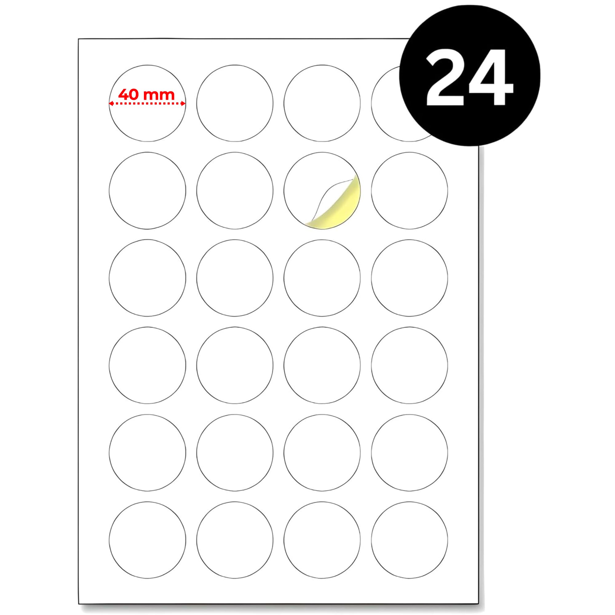 Double Dragon All-Purpose Labels - 600 Matte White Round Stickers | 40mm Diameter | 24/Sheet | Inkjet/Laser Compatible 1
