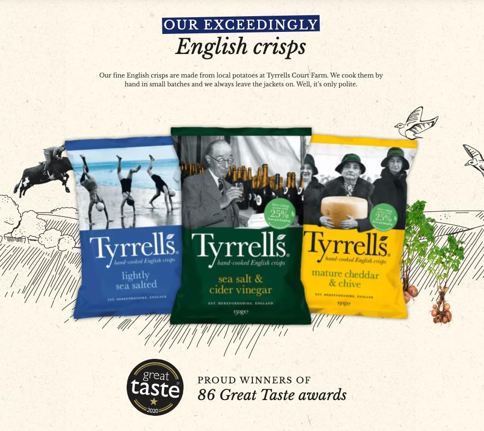 Tyrrells Furrows Sea Salt & Vinegar Sharing Crisps 150g 3