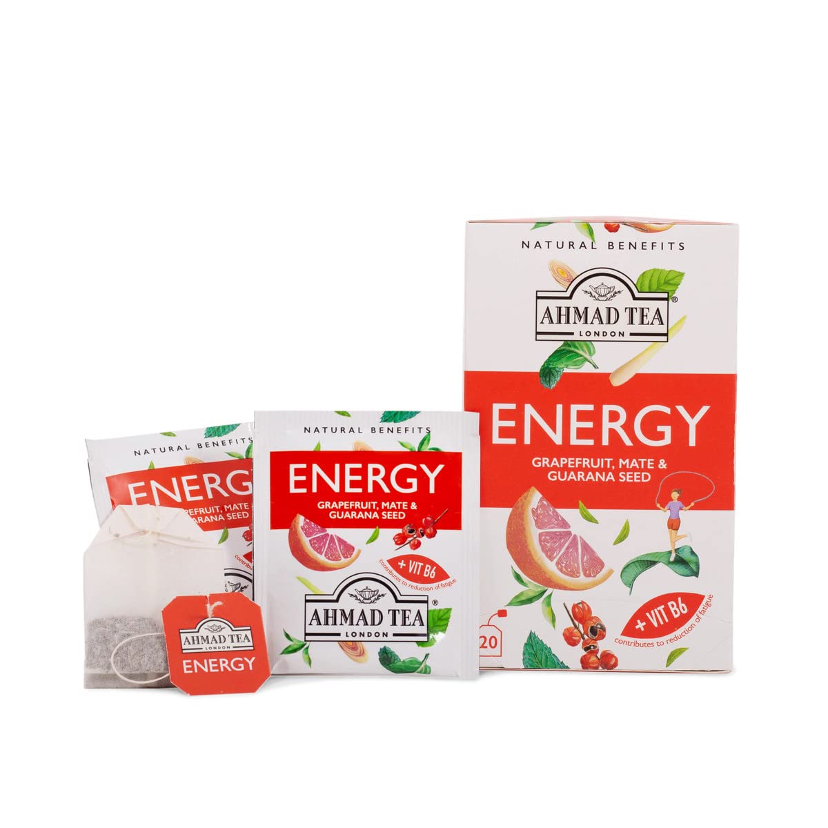 Ahmad Tea Natural Benefit Energy Tea - Grapefruit, Mate & Guarana Seed Blend | 20 Count Teabags 6