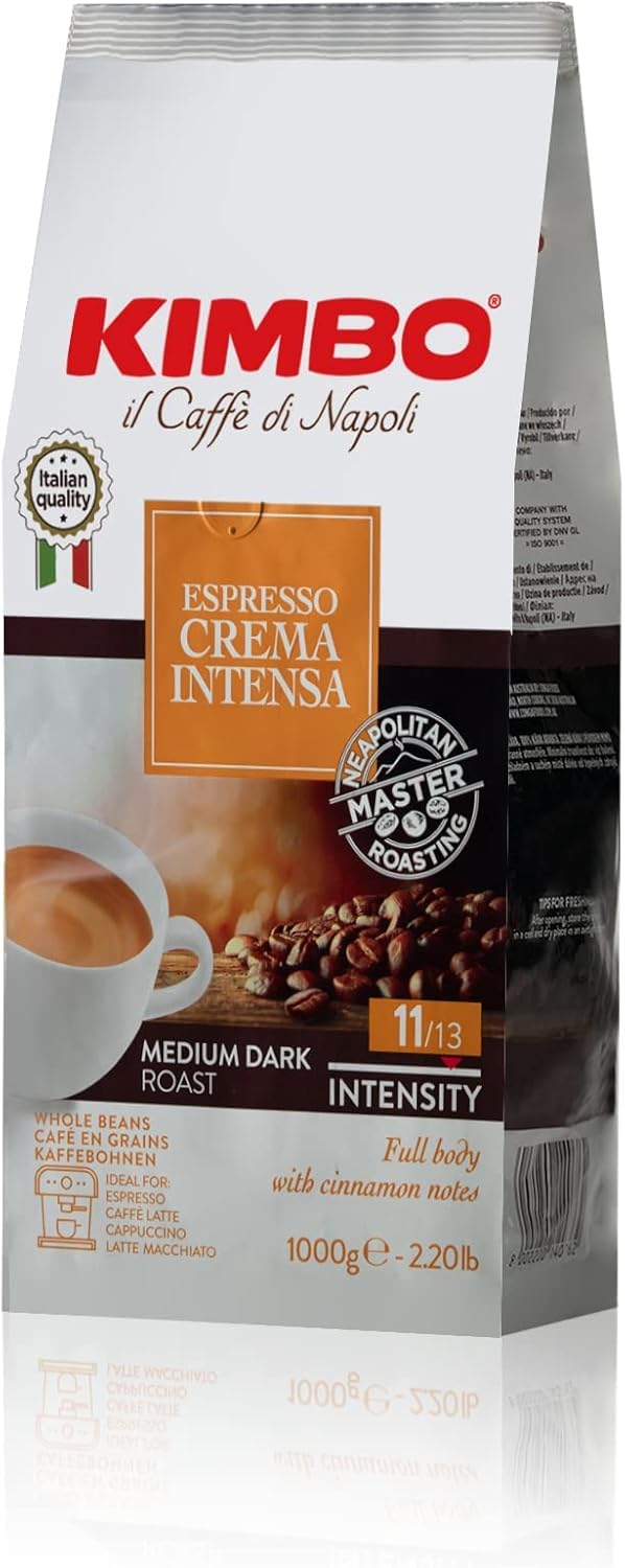Kimbo Crema Intensa Whole Coffee Beans - Medium Roast, 1kg Bag 5
