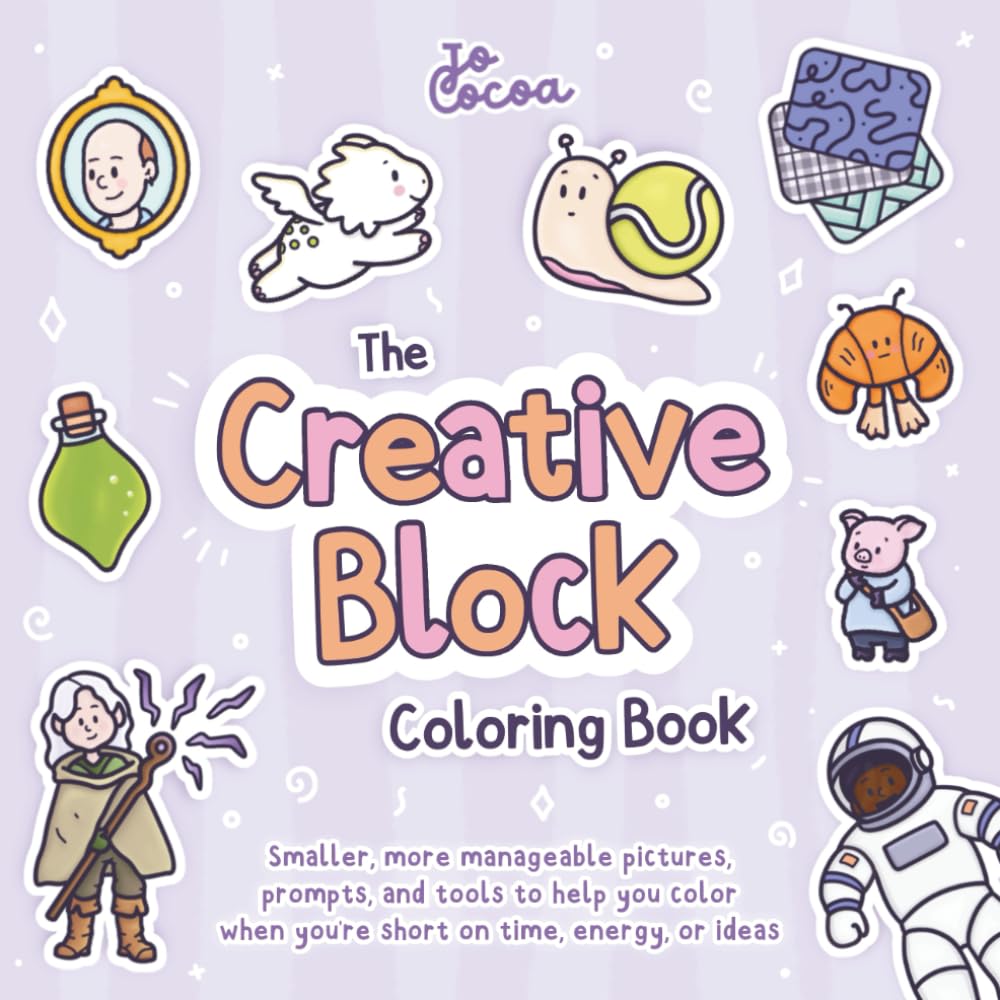 Jo Cocoa - The Creative Block Coloring Book | Smaller Pictures, Prompts, Challenges | Paperback