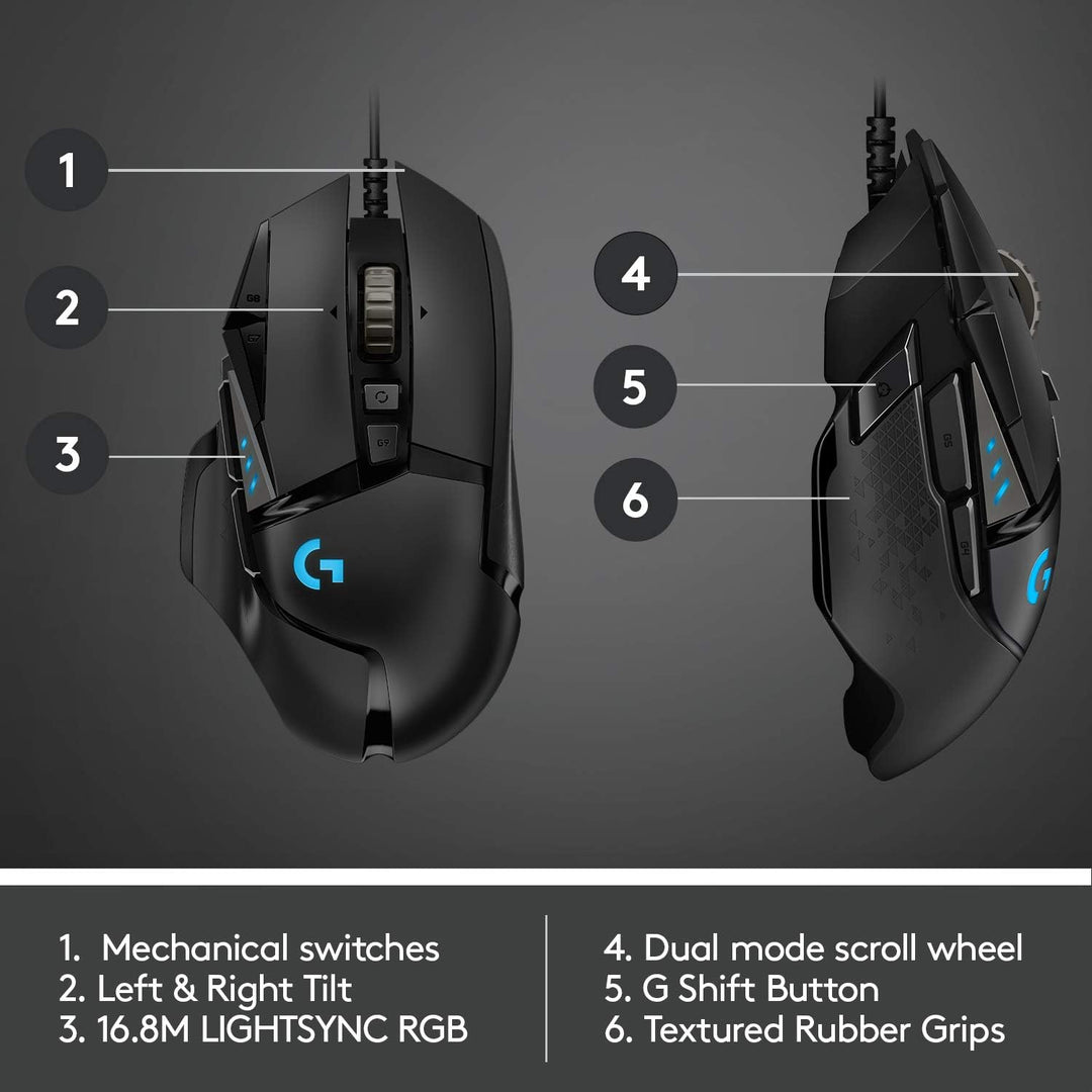 Logitech G502 HERO High Performance Wired Gaming Mouse - 25,600 DPI, 11 Programmable Buttons, Adjustable Weights, RGB LIGHTSYNC