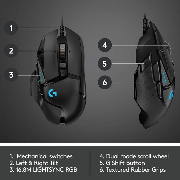 Logitech G502 HERO High Performance Wired Gaming Mouse - 25,600 DPI, 11 Programmable Buttons, Adjustable Weights, RGB LIGHTSYNC
