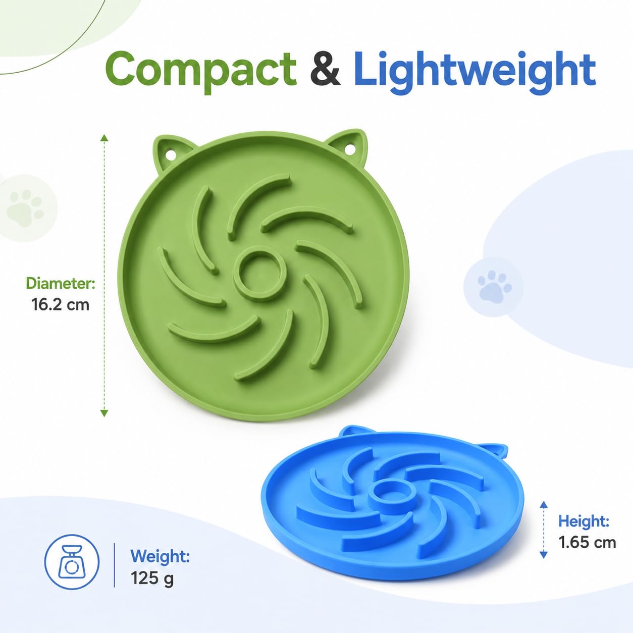 JADUFHU Silicone Slow Feeder Cat Bowl - Promotes Healthy Eating | 2 Pack | Green & Blue 2