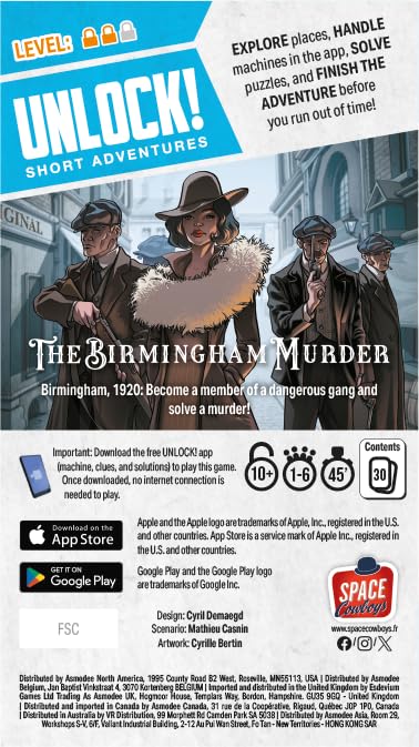 Asmodee Unlock! Short Adventures 9: The Birmingham Murder – Cooperative Escape Room Card Game 6