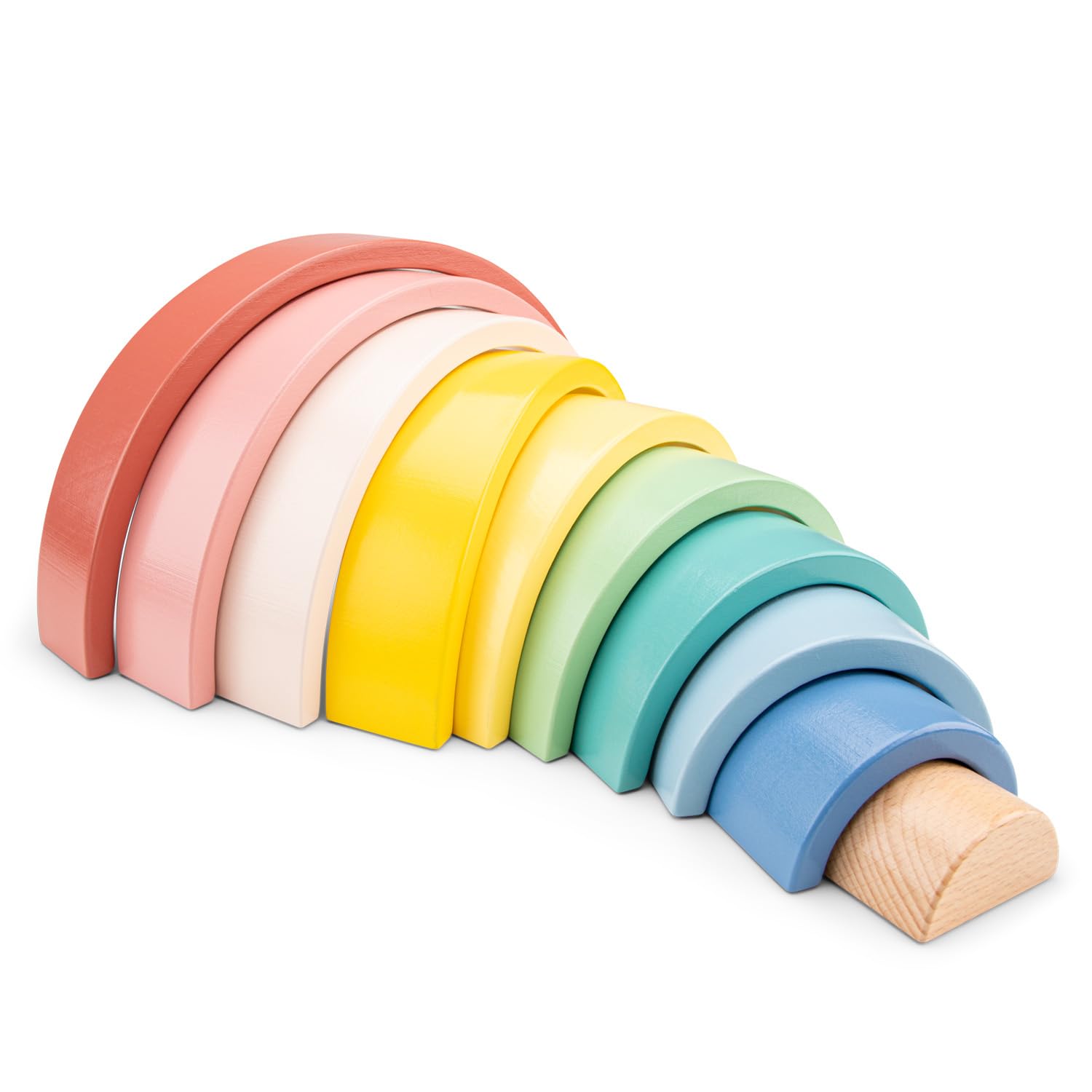 Woet Wooden Rainbow Stacker for Toddlers Age 12m+ - 10-Piece Arches, Non-Toxic Wood