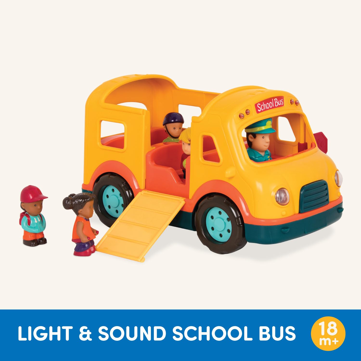 Battat Light & Sound School Bus Toy with Driver and 4 Passengers - Educational Vehicle Playset for Toddlers 18M+ 10