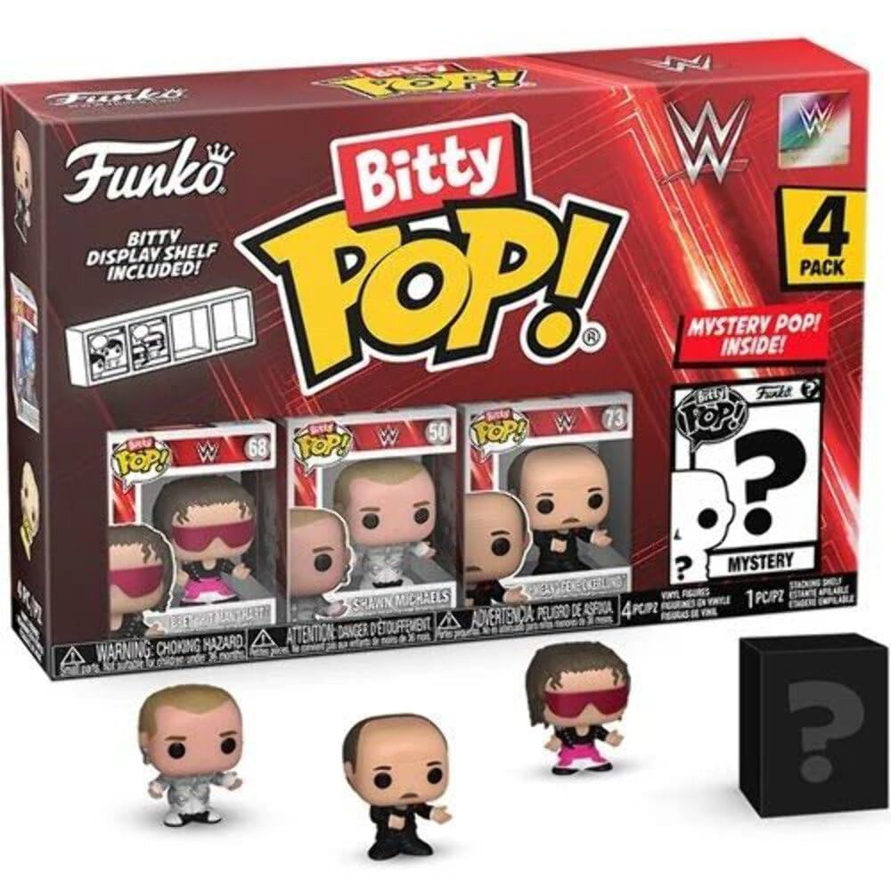 Funko Bitty POP! WWE - Bret “Hit Man” Hart, Shawn Michaels, “Mean” Gene Okerlund & Mystery Figure 4-Pack 2