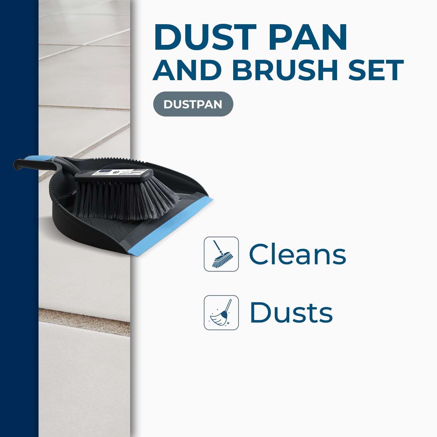 STARWAX Dustpan and Brush Set - Serrated Edges for Small Cleanup Jobs | 33cm Length 2