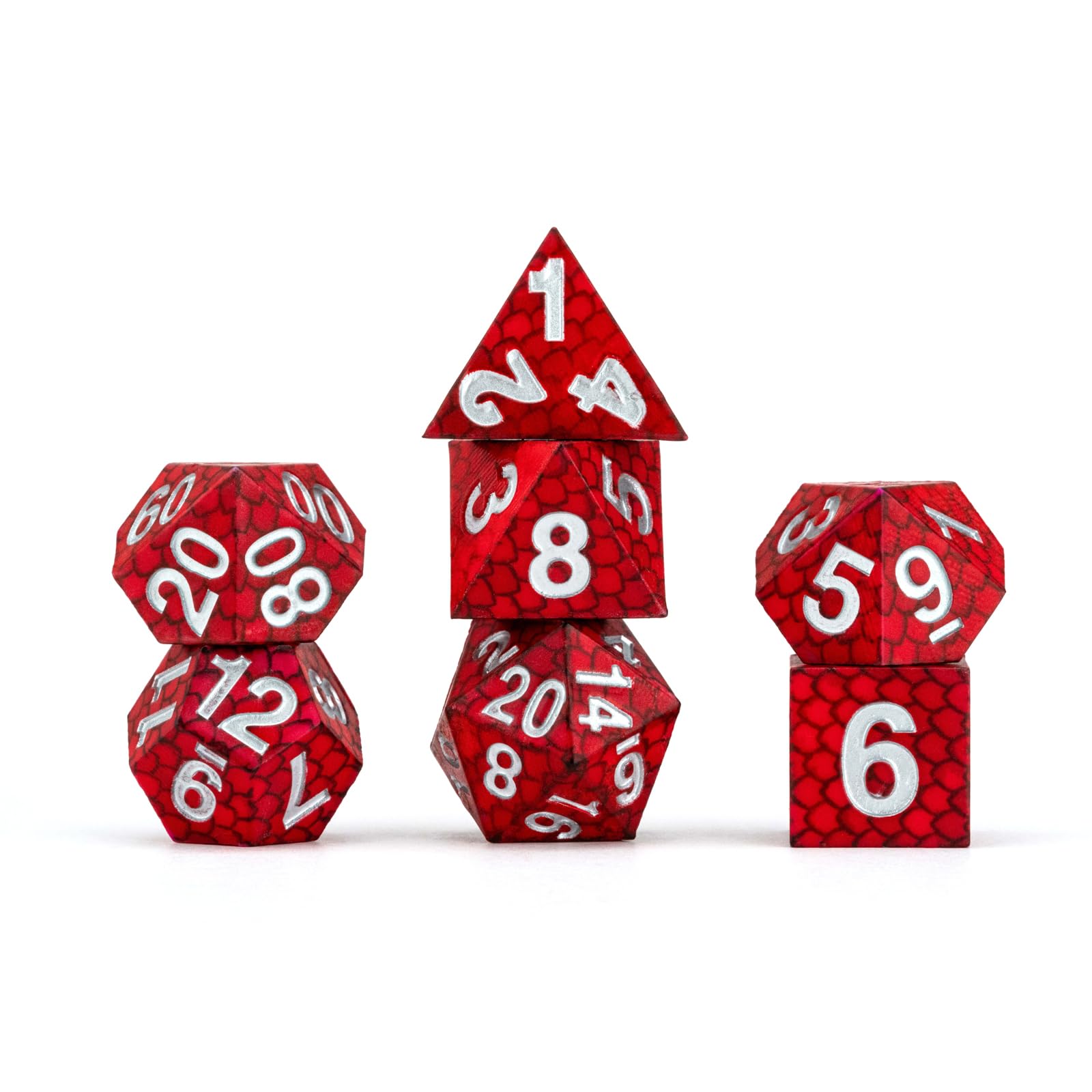 Metallic Dice Games FanRoll Dragon Storm Silicone Dice Set - 7 Pieces | Red Dragon Scales