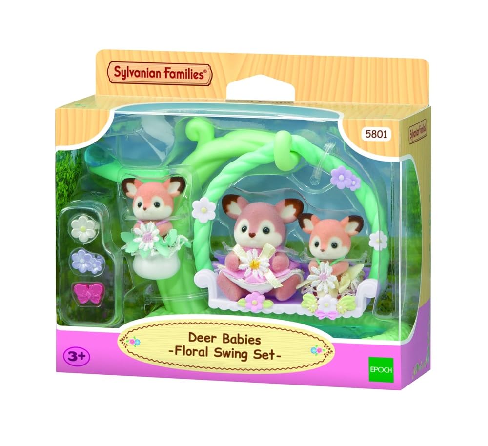 Sylvanian Families Deer Babies Floral Swing Set 5801 | Ages 3+ 1