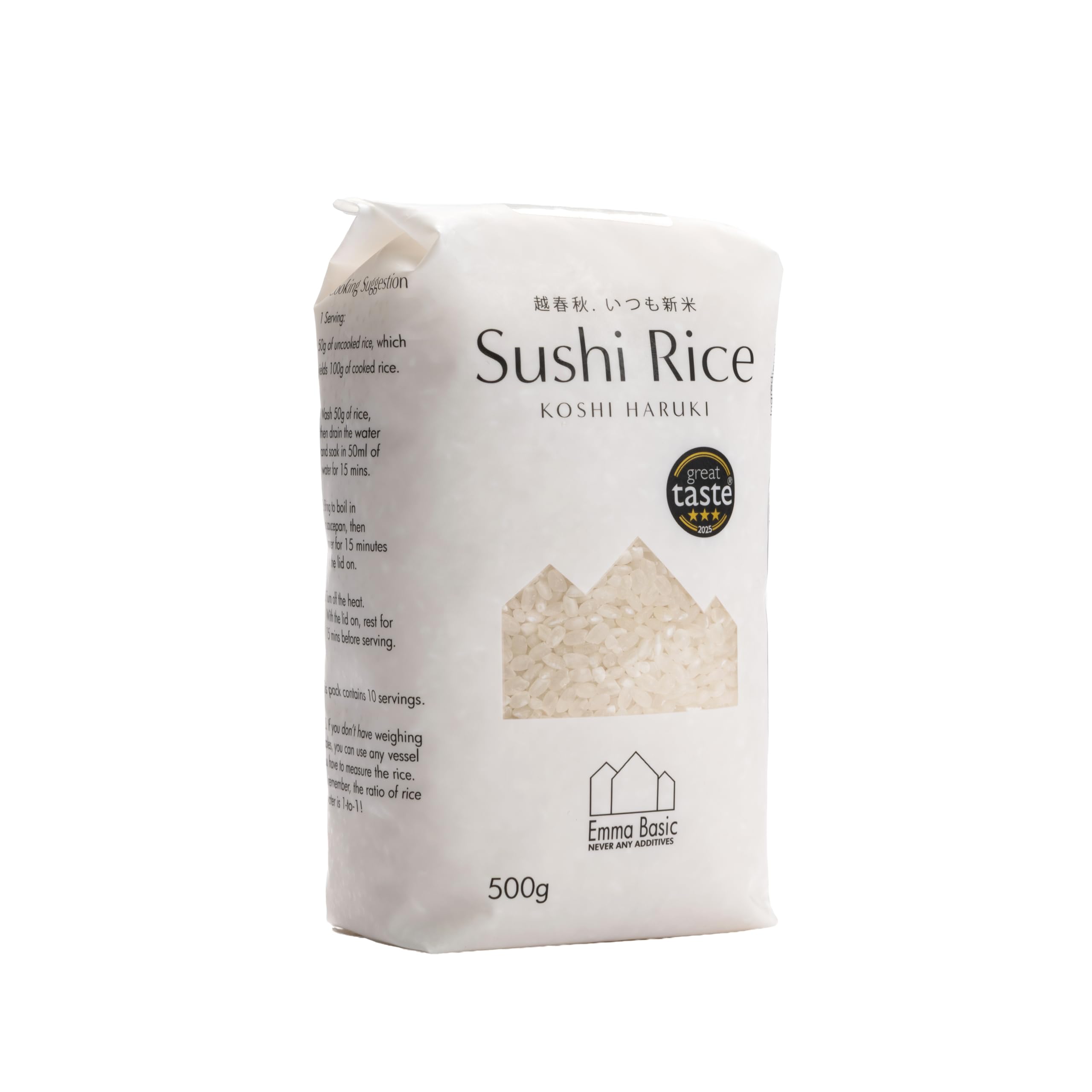 Emma Basic Koshi Haruki Sushi Rice - Superior Grade Japonica | 500g Bag | Gluten Free