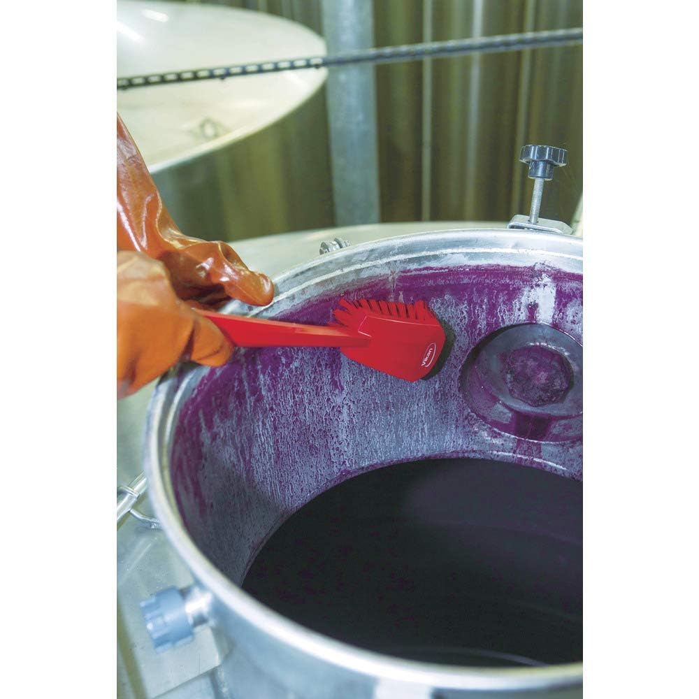 Vikan - 41863 Hand-Held Hand Brush with Stiff Angled Bristles, Polypropylene Handle, Polyester Bristles, 15.75 in, Blue 5