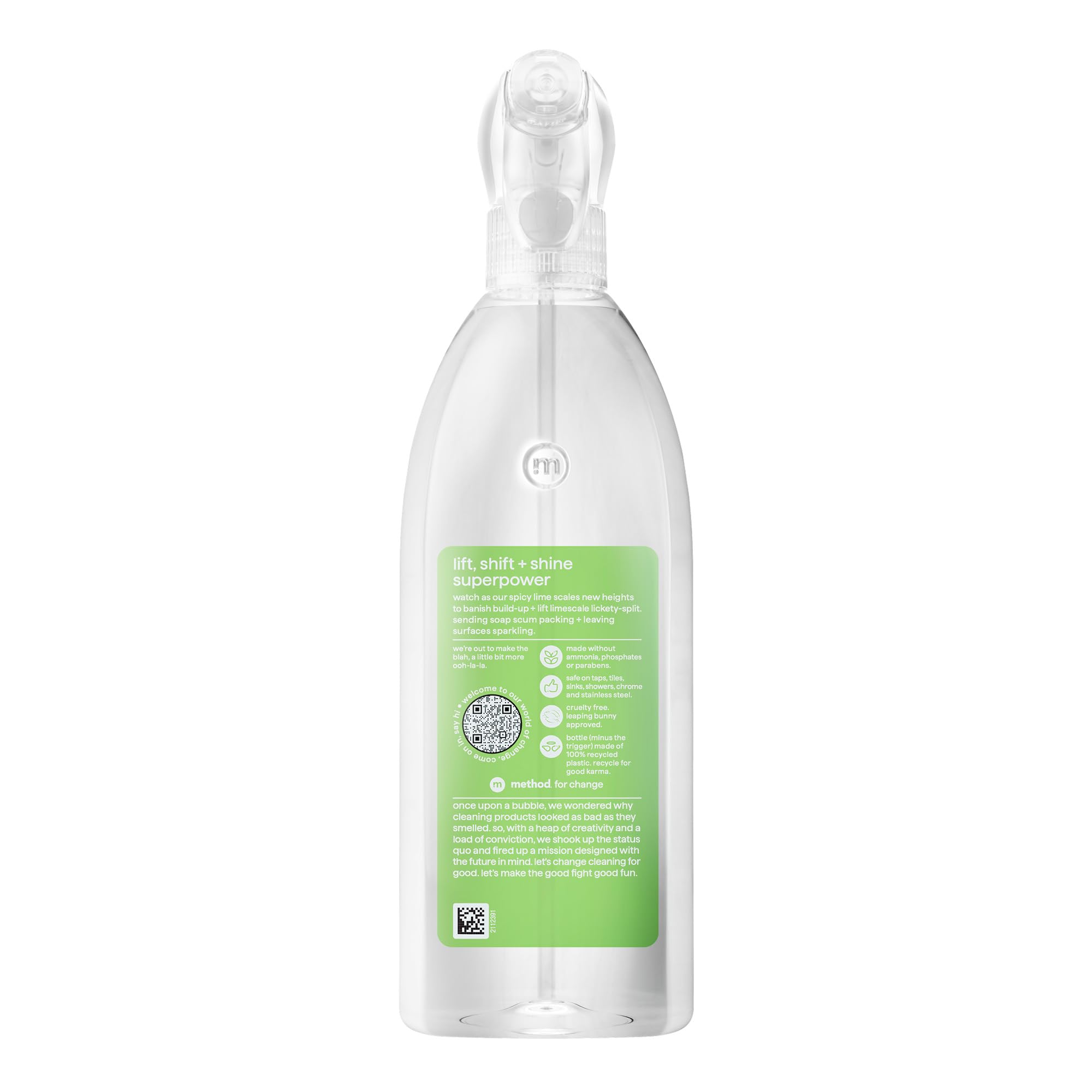 Method Limescale Remover Spray - Powerful Build-up Removal | Spicy Lime Scent | 828 ml