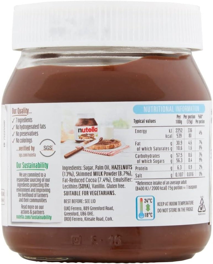 Nutella Hazelnut Chocolate Spread 350g Jar - Cocoa & Hazelnut Spread for Pancakes
