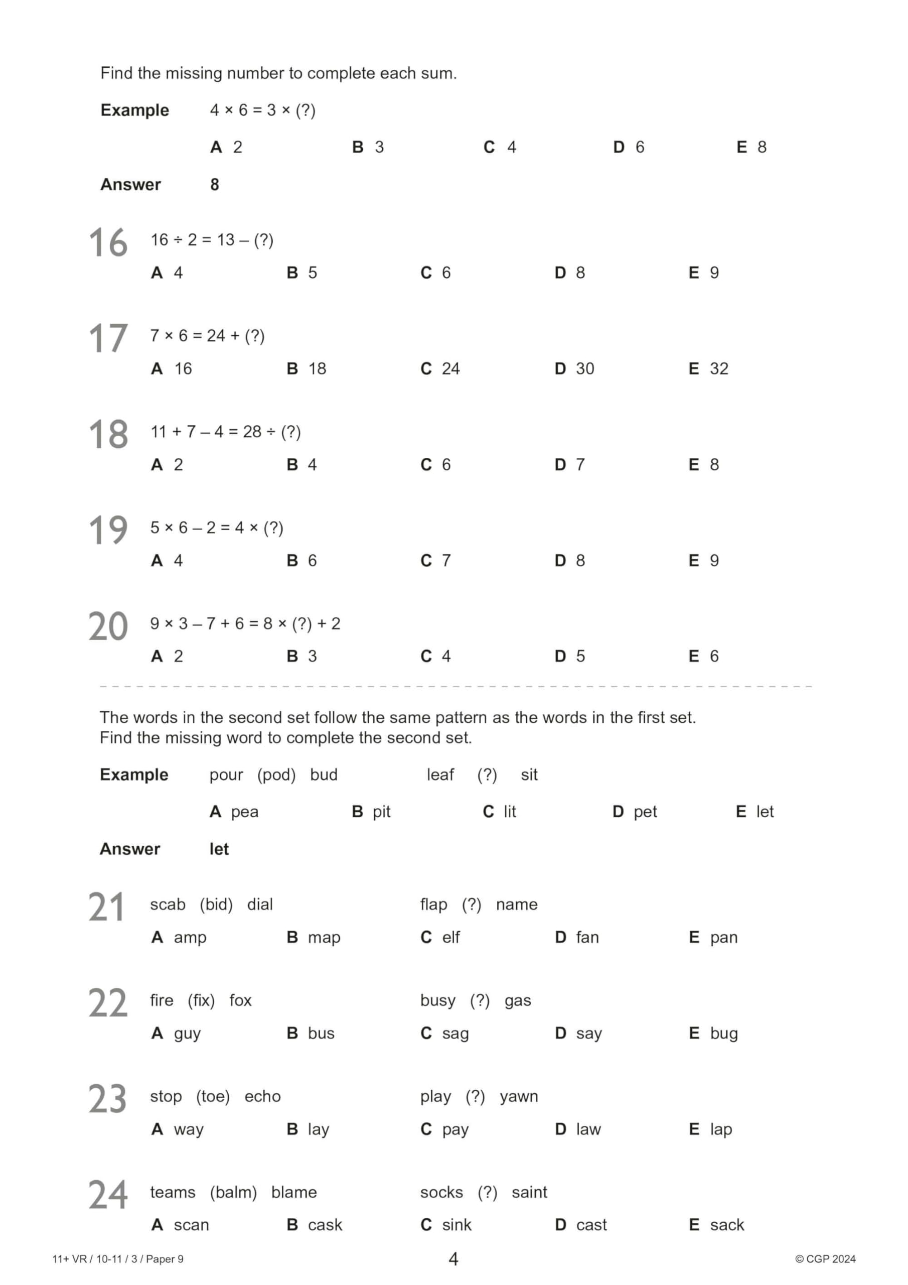 CGP Books 11+ GL Verbal Reasoning Practice Papers Pack 3 - Ages 10-11 | 76 Pages | Paperback 5