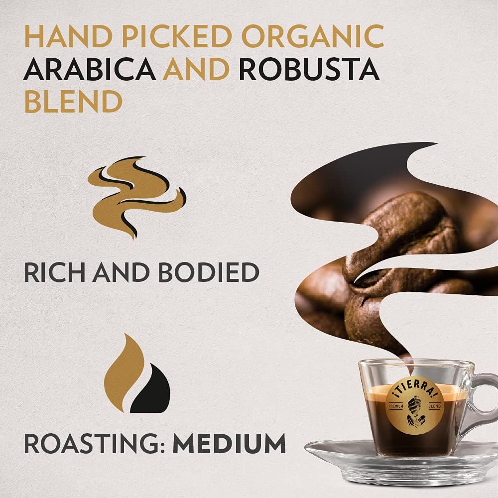 Lavazza Tierra For Africa Organic Arabica Robusta Medium Roast Whole Bean Coffee 500g