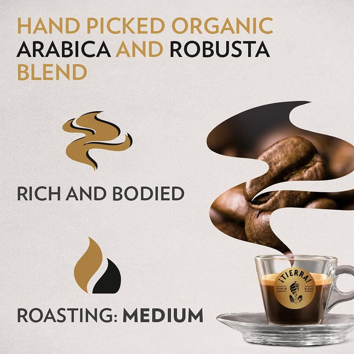 Lavazza Tierra For Africa Organic Arabica Robusta Medium Roast Whole Bean Coffee 500g