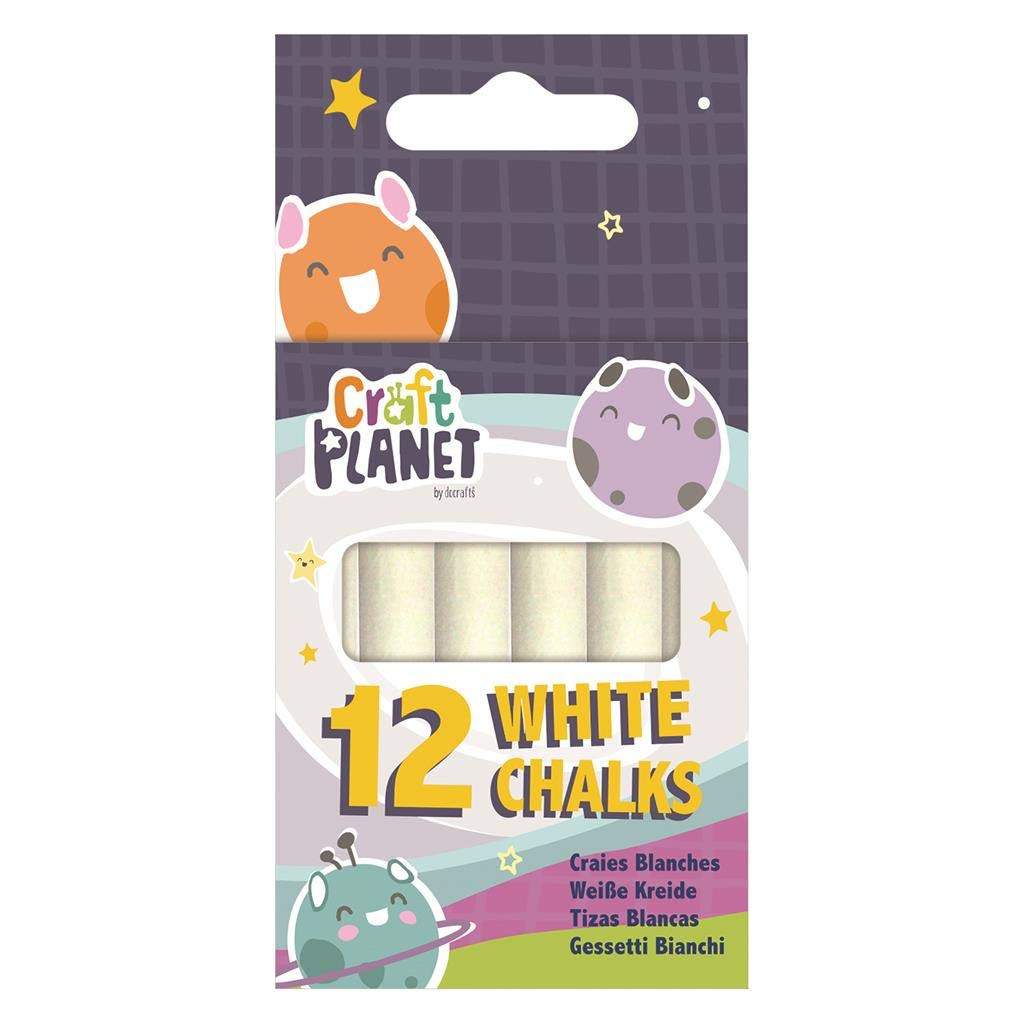 Craft Planet Standard White Chalk - Pack of 12 for Kids Art & Outdoor Games | Washable 1