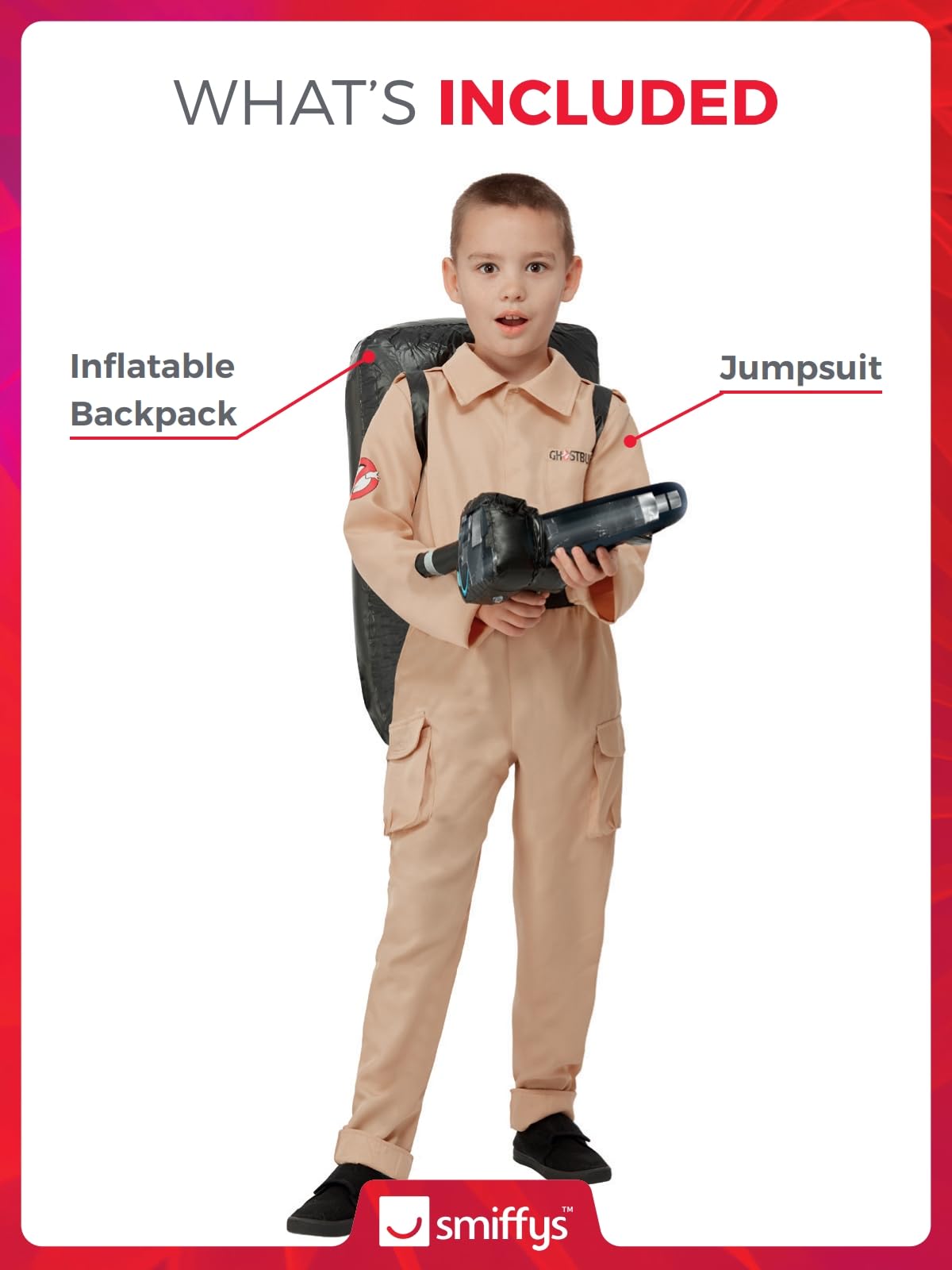 Smiffys Ghostbusters Child's Jumpsuit Costume with Inflatable Backpack 9