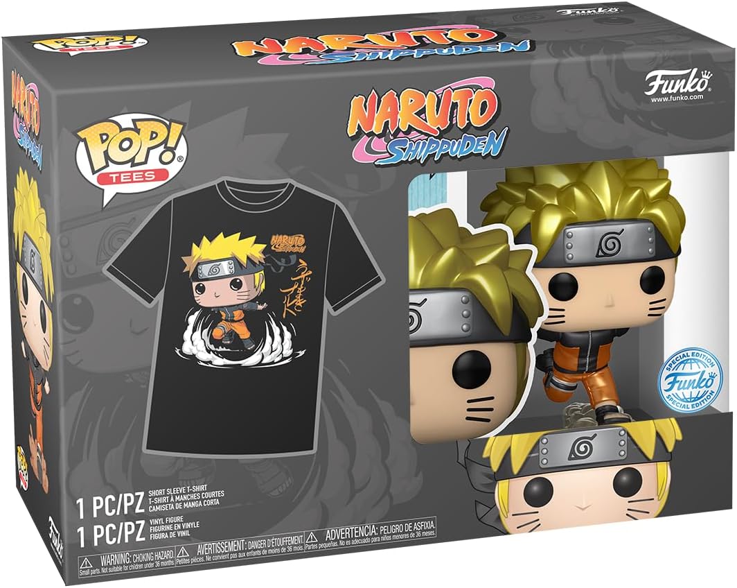 Funko POP! &amp; T-Shirt: Naruto – Naruto Run – Metallic – XL – T-Shirt mit Sammlerstück