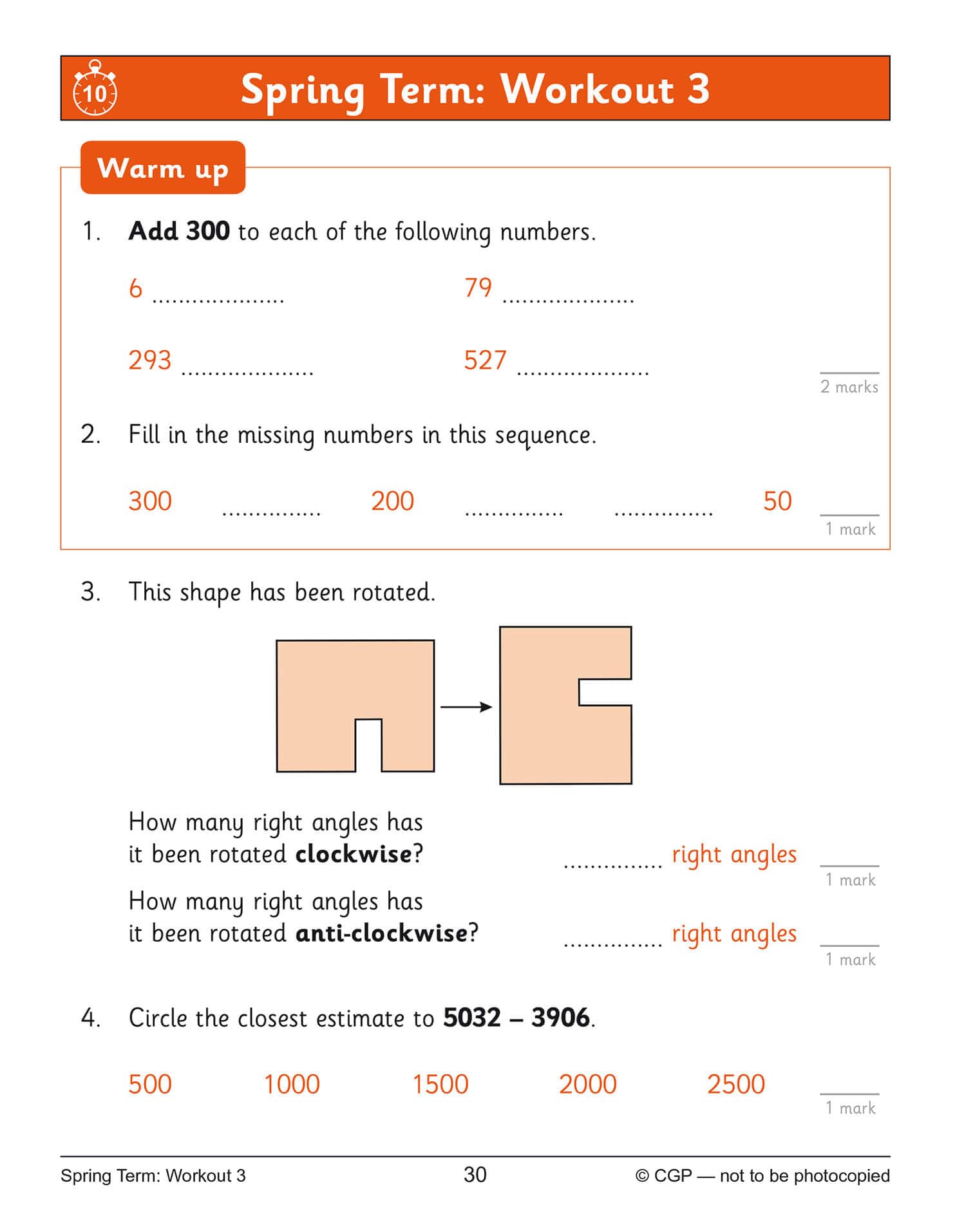 CGP KS2 Maths 10-Minute Weekly Workouts - Year 4 Study Aid | Paperback | English 3