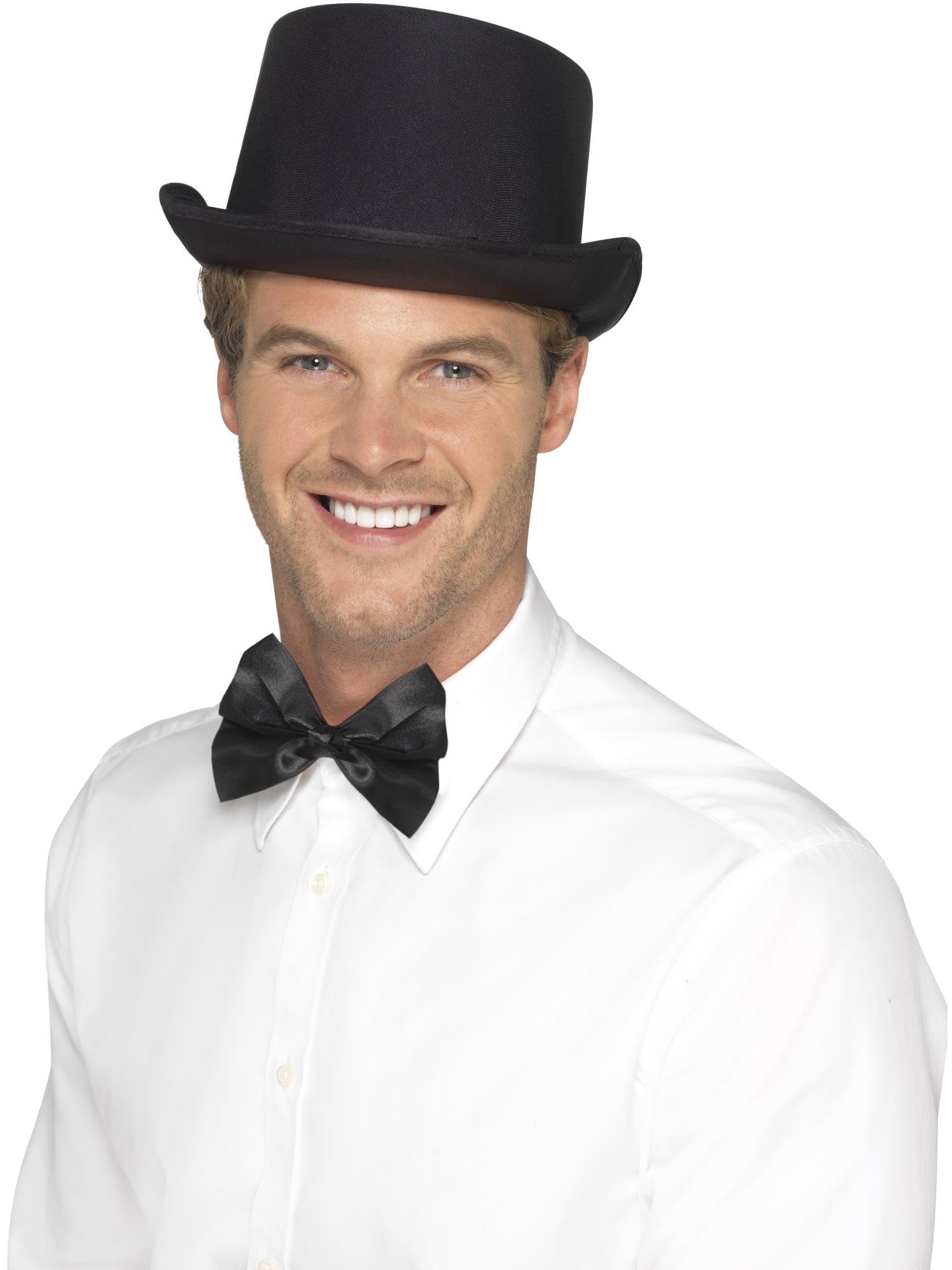 Smiffys Black Satin Look Top Hat - Adult Fancy Dress Accessory | One Size