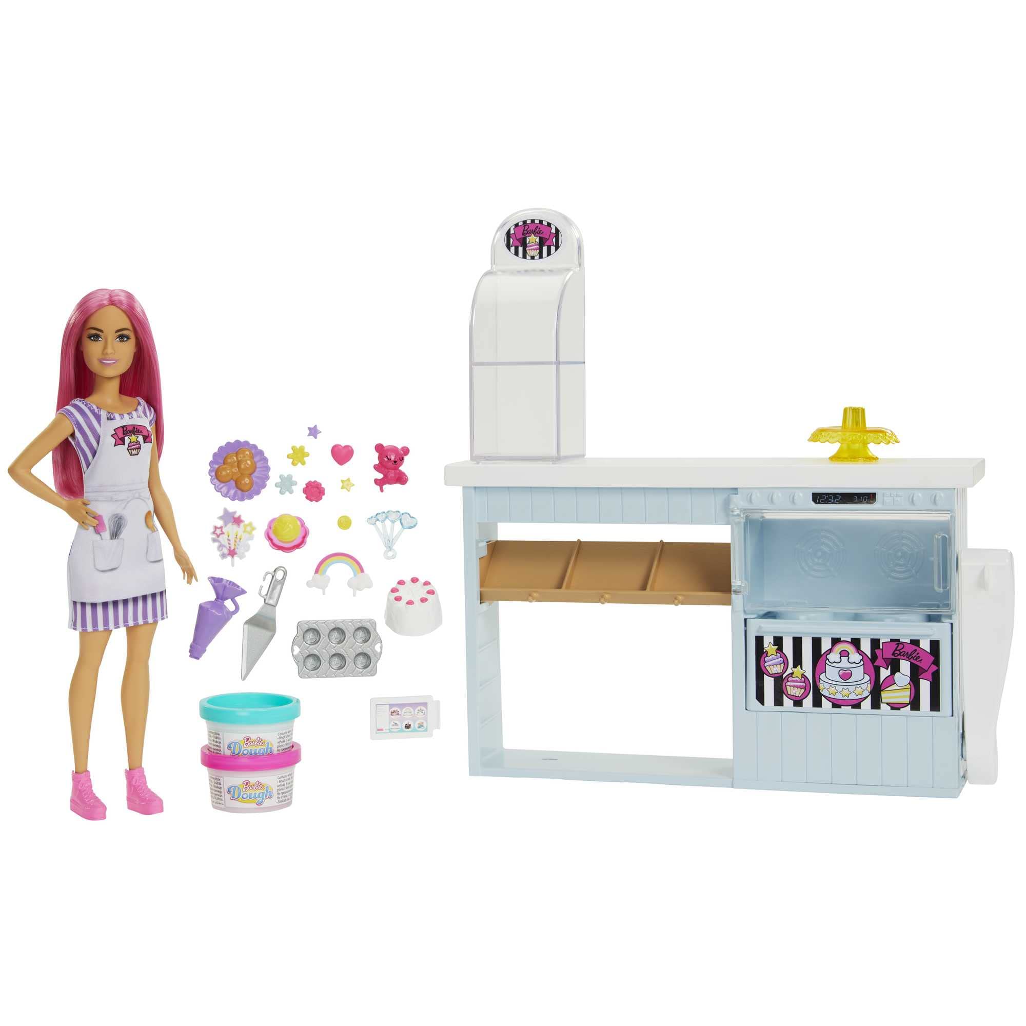 Barbie Bakery Playset with Petite Doll, Pink Hair, Bakery Station & 20+ Pieces 1