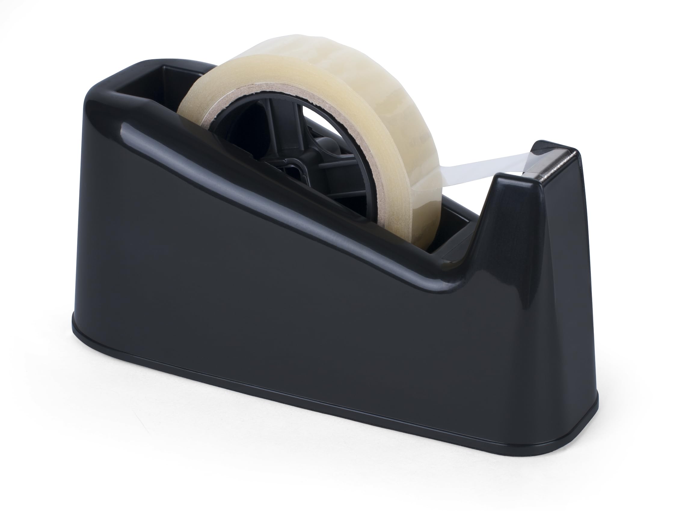 Pavo Weighted Office Tape Dispenser | Black Plastic | Holds Tape Up To 25mm x 66m