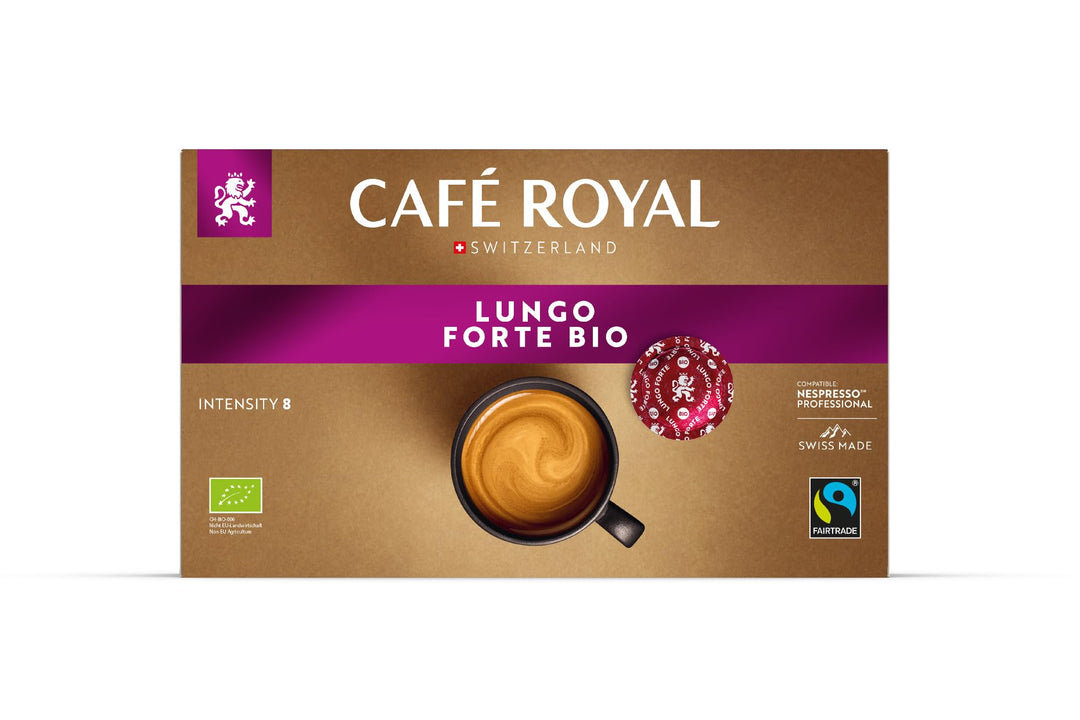 Café Royal Lungo Forte Bio - 50 Fairtrade Certified Coffee Pods for Nespresso Professional
