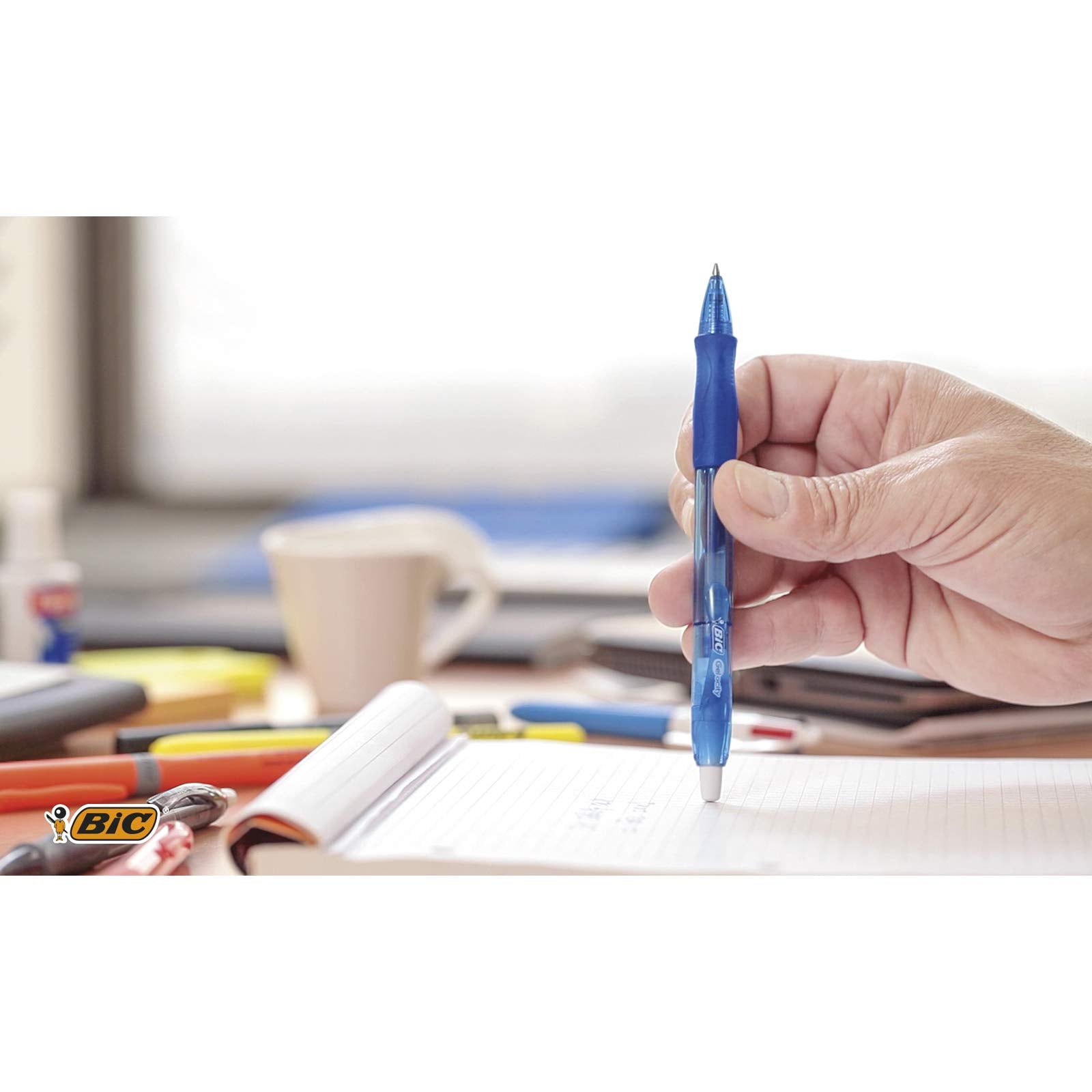 BIC Velocity 0.7 mm Retractable Gel Pen - Blue Ink | Comfort Rubber Grip | 12 Count Pack 2