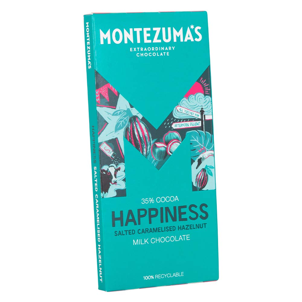 Montezuma Happiness Milk Chocolate Bar with Salted Caramelised Hazelnuts 35% Cocoa 90g 3