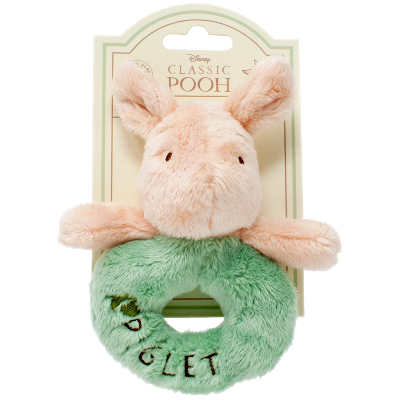 Rainbow Designs Official Disney Winnie The Pooh Piglet Soft Ring Rattle for Newborns | Plush | Pink 1
