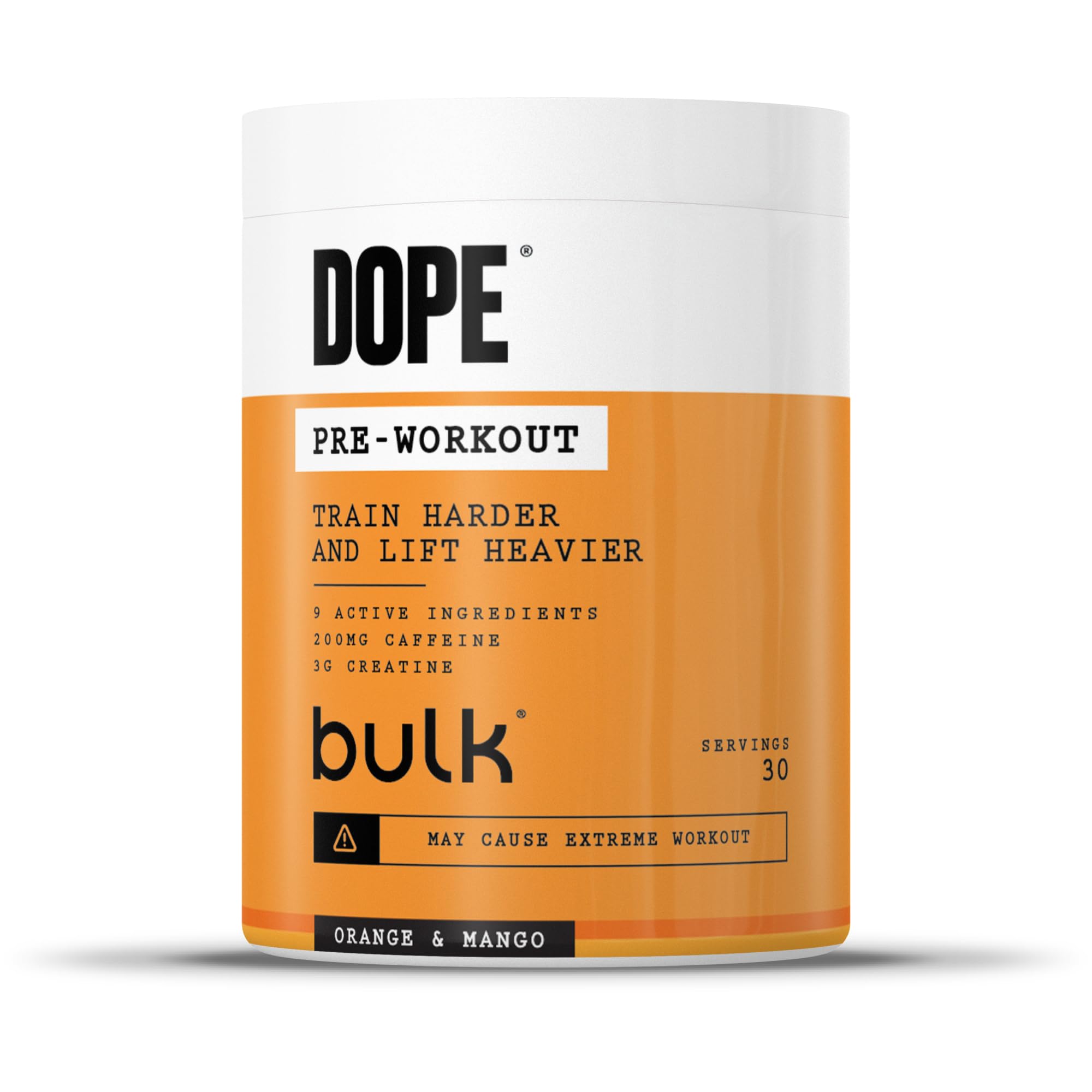 BULK POWDERS Dope Pre-Workout Powder - Orange & Mango | 3g Creatine Per Serving | 200mg Caffeine 1