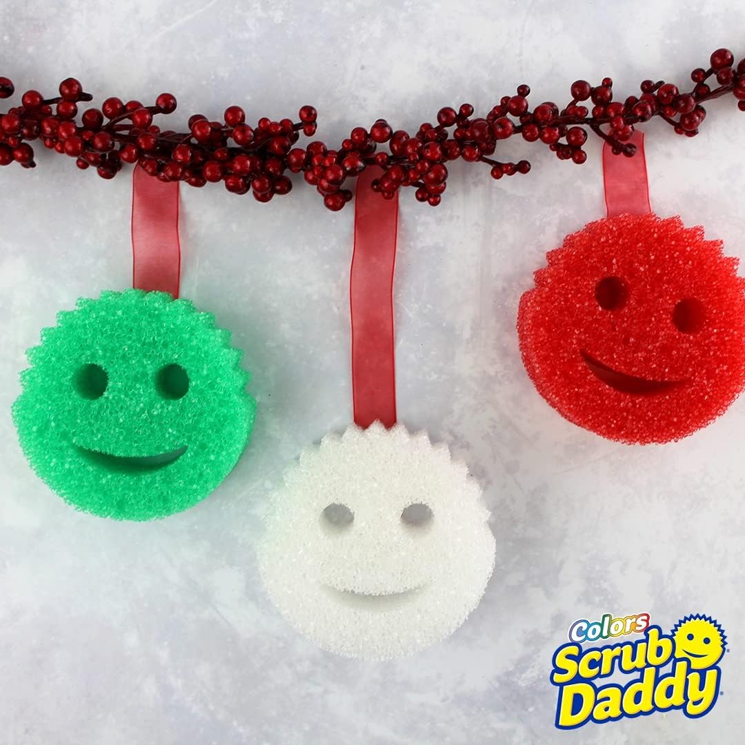 Scrub Daddy - Colors Christmas Sponge Multipack, Dish Sponges for Washing Up, Texture Changing, Scratch-Free Cleaning 4