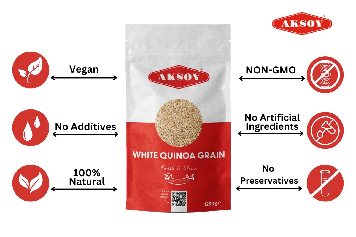 AKSOY White Quinoa Grain - Whole Grain, Ready-to-Cook | 1.25 kg 8