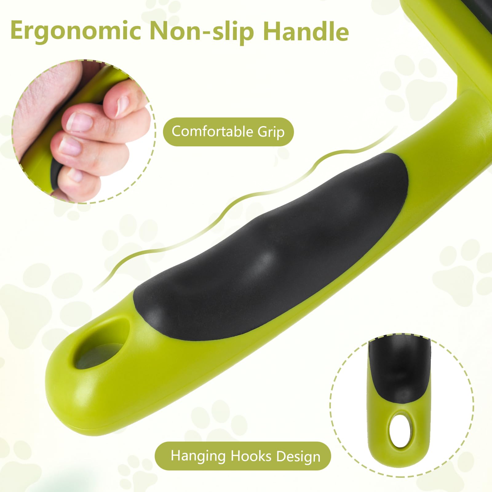 MOXYOY Self Cleaning Pet Hair Comb - Undercoat Removal | Stainless Steel Pins | Green 6