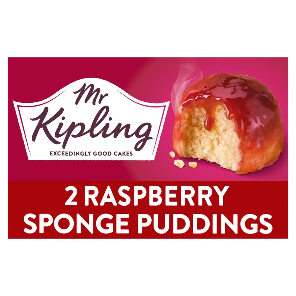 Mr Kipling Raspberry Sponge Pudding Desserts - Microwaveable Treat | Pack of 4 (190 g)