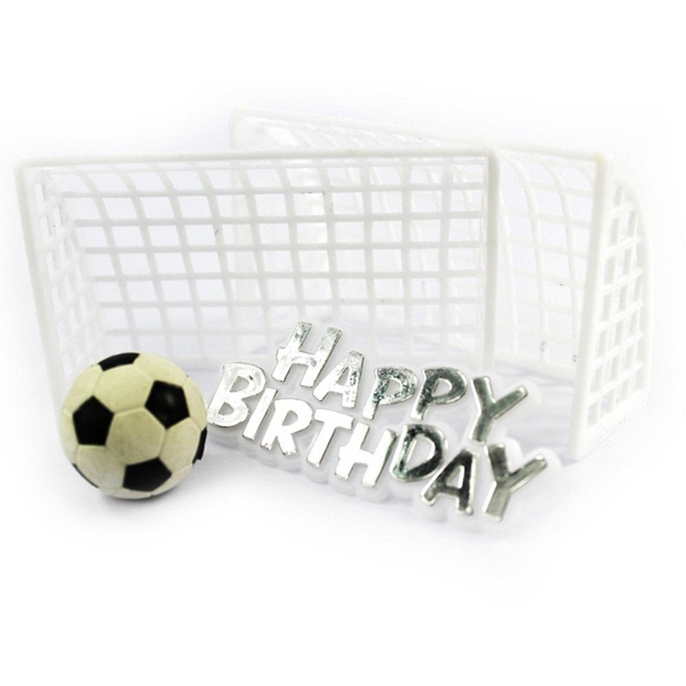 Anniversary House Football Theme Cake Topper Kit - Goalposts, Ball, Motto | Reusable Plastic 1