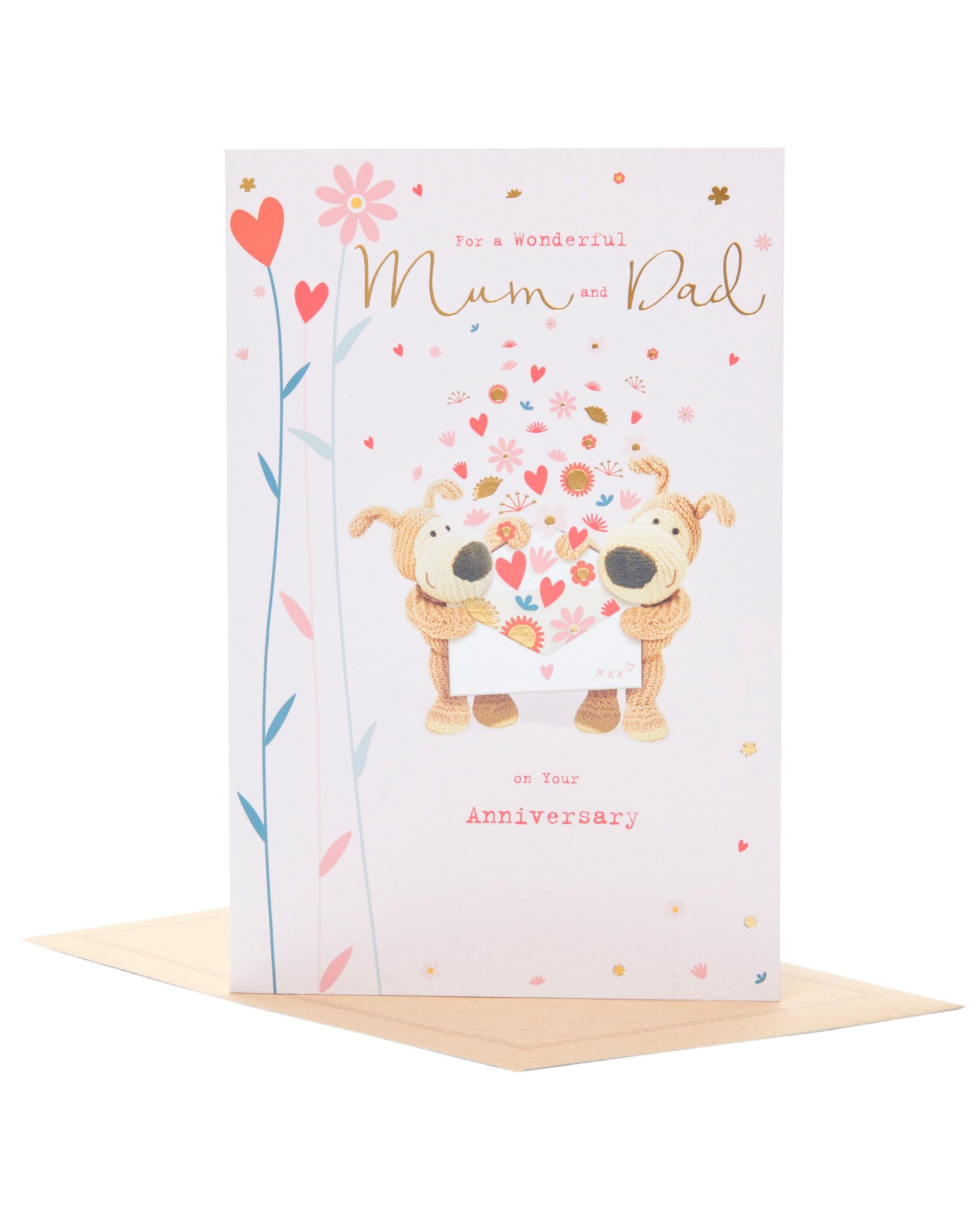 Boofle Mum & Dad Anniversary Card | Gold Foil Detailing | 155 x 235 mm 1