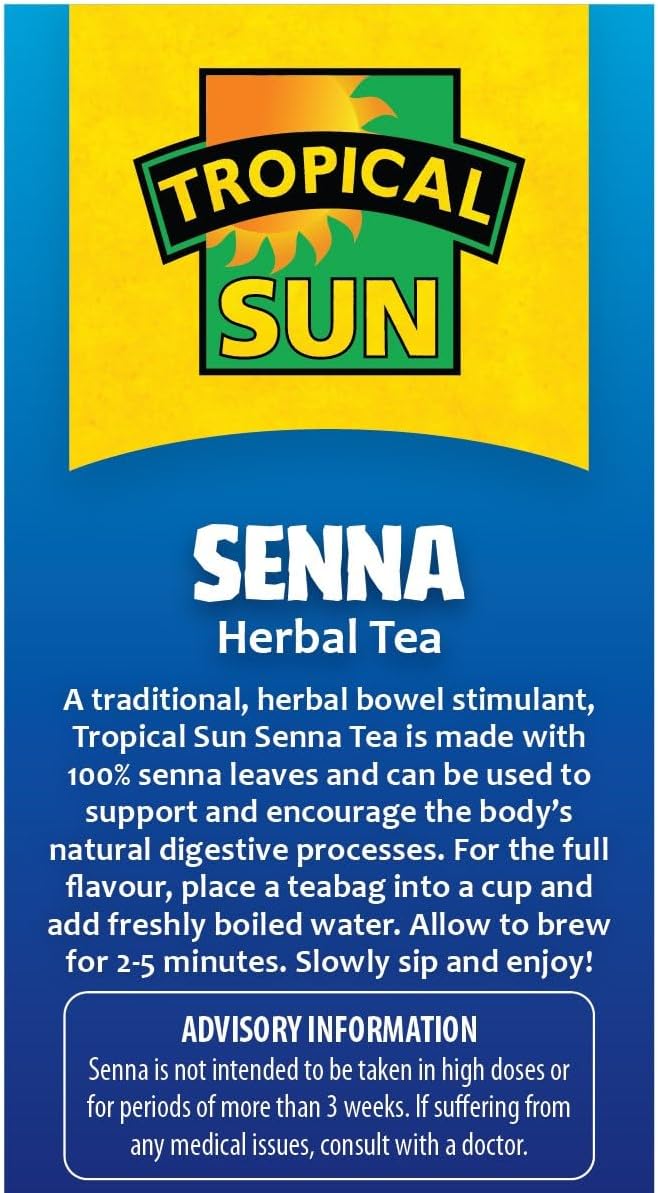 Tropical Sun Senna 20 Tea Bags, Caffeine Free with Natural Ingredients