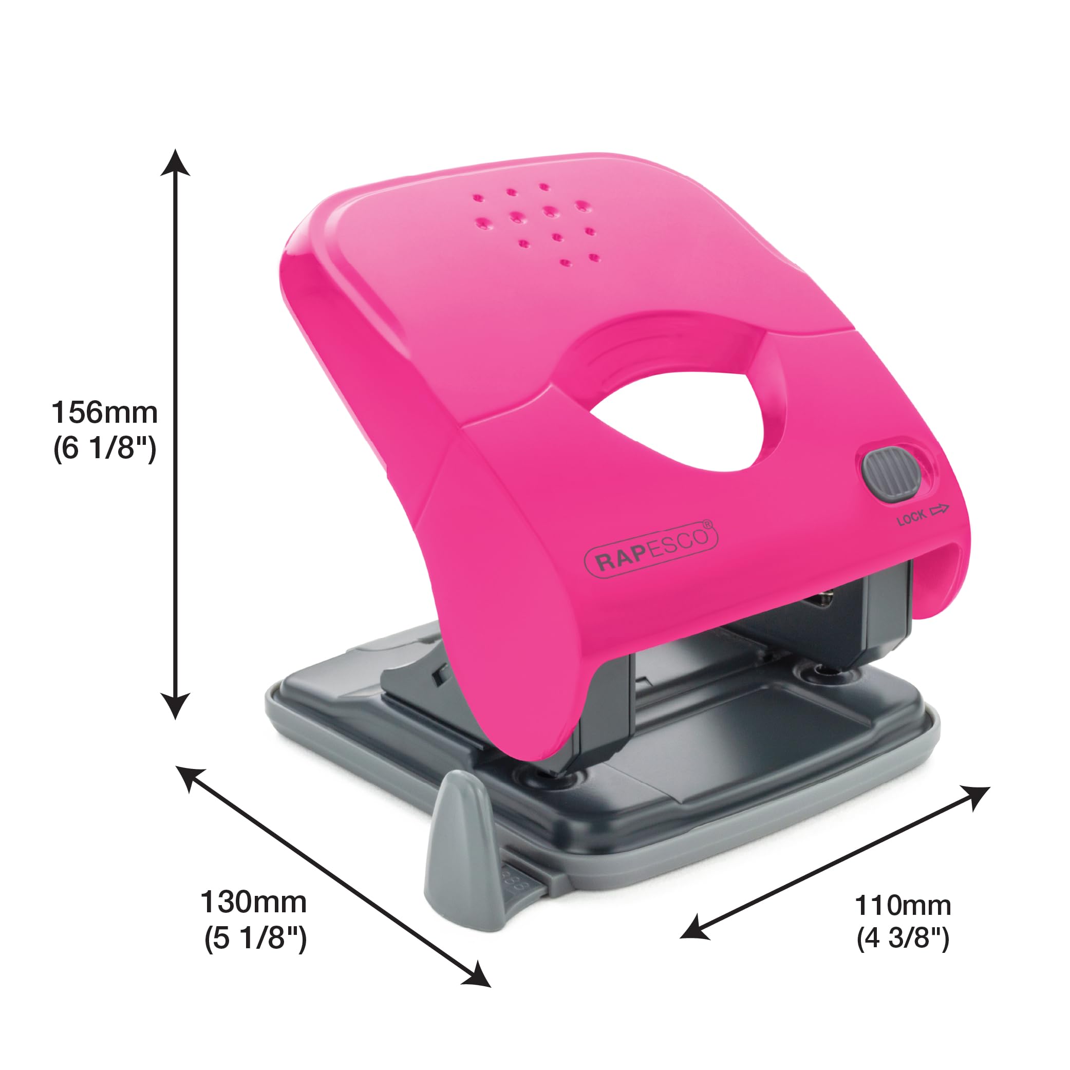 RAPESCO X5-40ps Less Effort 2 Hole Punch - 40 Sheet Capacity | 5.5mm Holes | Hot Pink 6