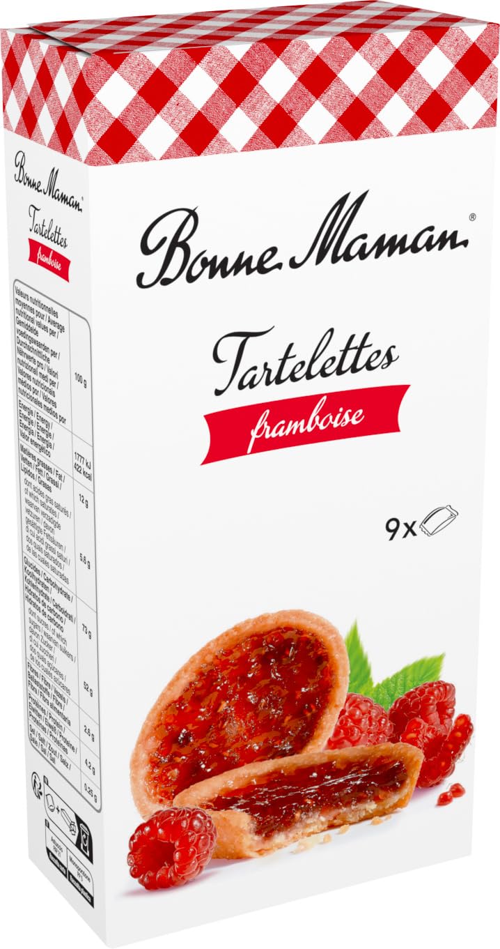 Bonne Maman Raspberry Tartlets - Crispy Shortbread Crust with Velvety Filling | 135g 1